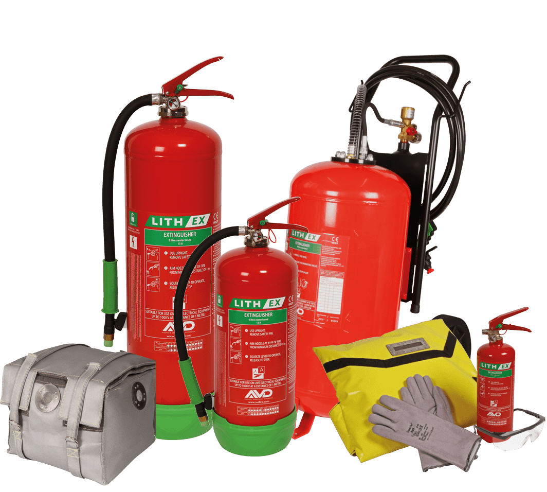 AVDFire lithium battery extinguisher range of equipment for use on boats and yachts